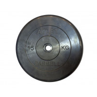 Диск обрезиненный, чёрного цвета, 31 мм, 15 кг Atlet