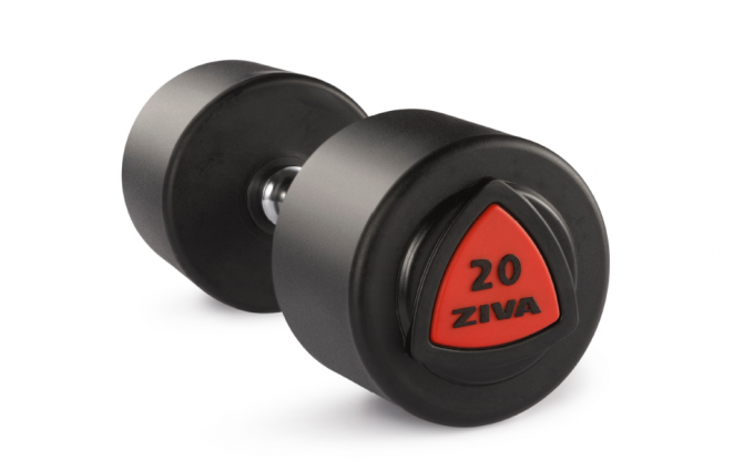 Гантель 34 кг ZIVA серии ZVO уретановое покрытие красная вставка