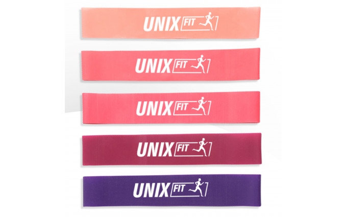 Резинки для фитнеса UNIX Fit 5 цветов, розовый, сиреневый