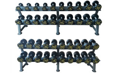 Комплект полиуретановых гантелей  2,5-50кг (20пар) со стойками FITEX