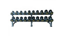 Комплект полиуретановых гантелей 2,5-25кг (10пар) со стойкой FITEX